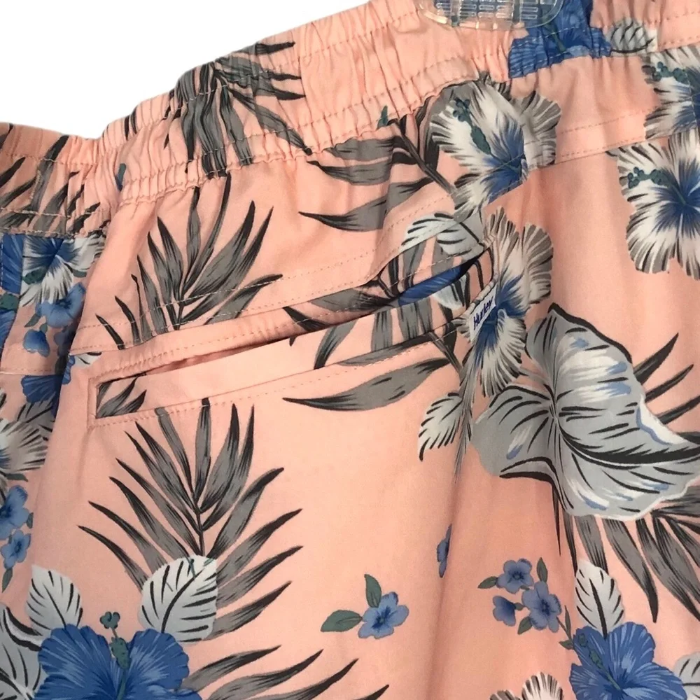 Hurley Pink Floral Hybrid Shorts with Blue Accents
